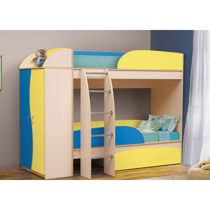 Кровать двухъярусная "Омега 4А" (Синий-желтый)