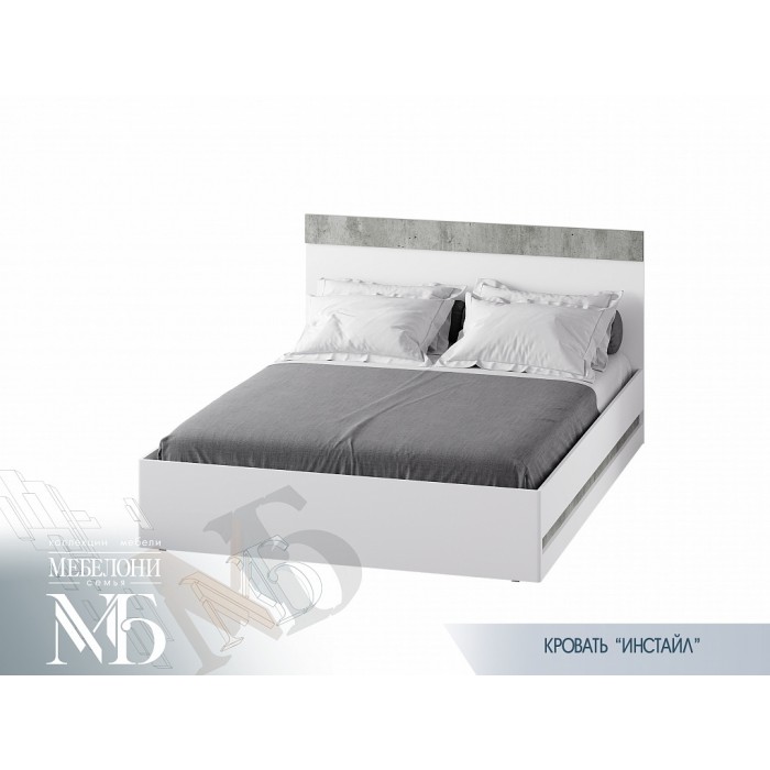 Кровать "Инстайл" КР-04 160 (Метрополитан грей/Белый)