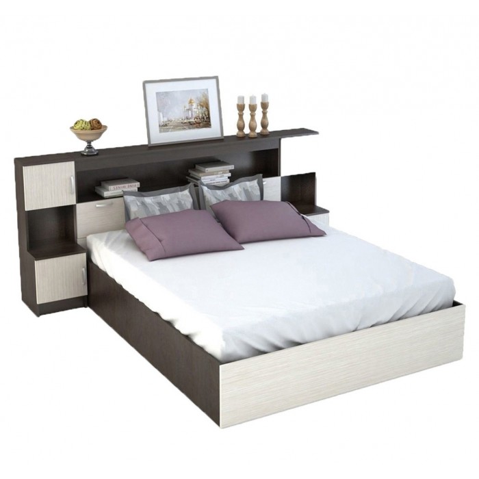Кровать с прикроватным блоком "Бася" KP552 (венге)