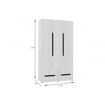 Шкаф для одежды 3Д Вега (Крафт белый)