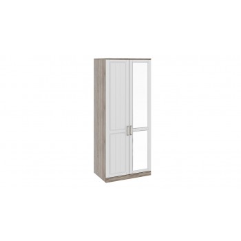 Шкаф для одежды с 1-ой глухой и 1-ой зеркальной дверями «Прованс» (Дуб Сонома трюфель/Крем)