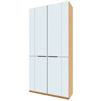 Шкаф 2-х дверный с зеркалом для прихожей "Юта" №5 (Белый/Крафт золотой)