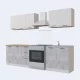 Готовый кухонный гарнитур "Simple 1" 2М (Белый бриллиант/Цемент)