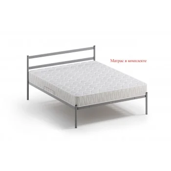 Мета, кровать разб. металл. с матрасом (1,4*2,0) серый, Квадрат
