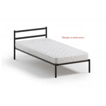 Мета, кровать разб. металл. с матрасом (0,9*2,0) черный, Квадрат
