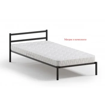Мета, кровать разб. металл. с матрасом (1,2*2,0) черный, Квадрат