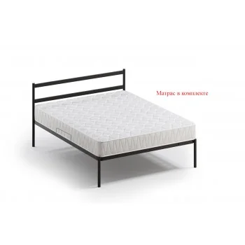 Мета, кровать разб. металл. с матрасом (1,4*2,0) черный, Квадрат
